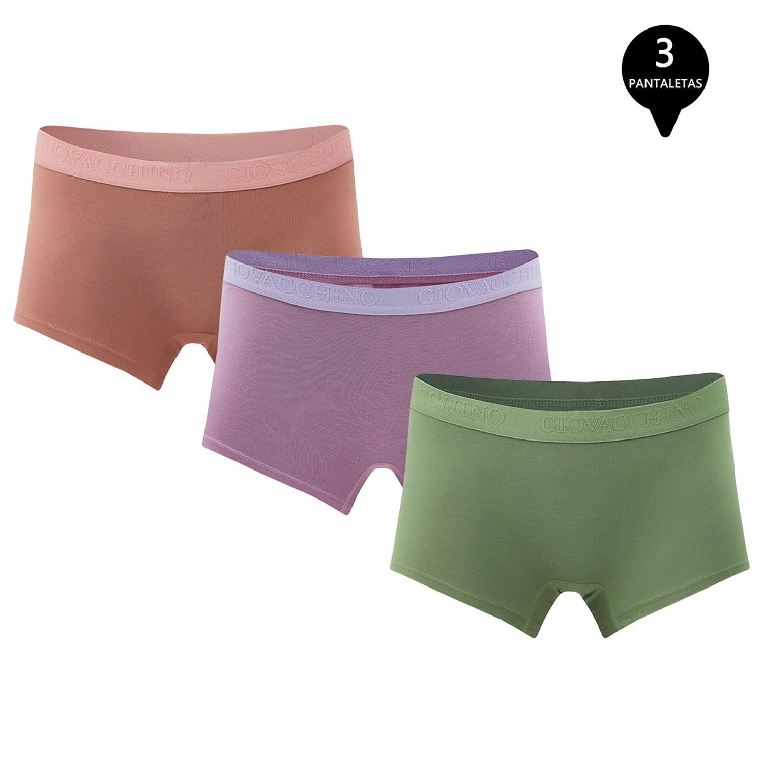 Giovacchino - Pack De 3 Calzones Boxer Pantaleta Bambú Mujer