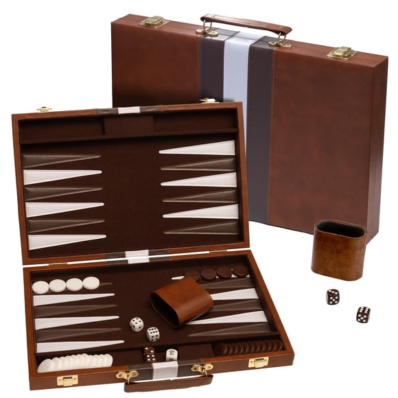 Funda De Piel Backgammon Board Game Deluxe Color Marrón