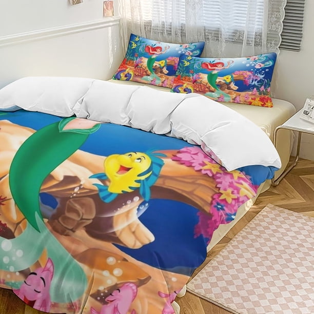 The Little Mermaid 3-Piece Bedding Set Soft Warm And Comfortable Soft Bed Set for Bedroom