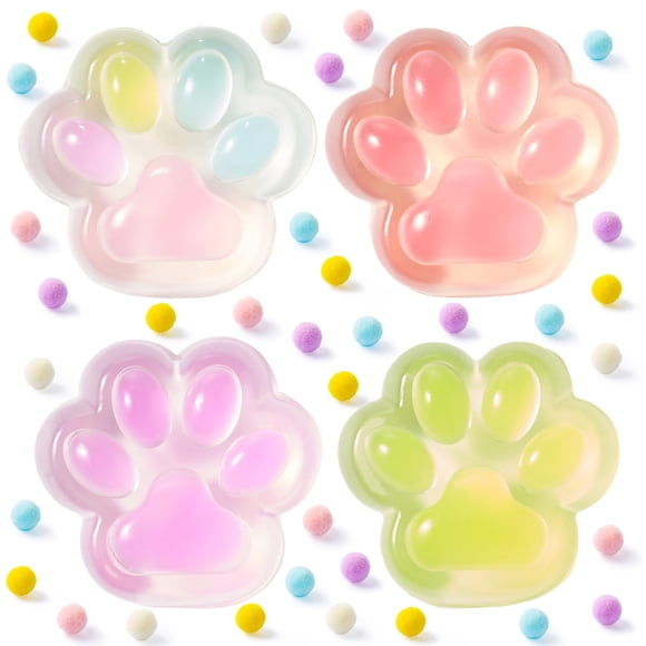 JOYIN 4 piezas de juguetes antiestrés squishy transparentes con forma de pata de gato
