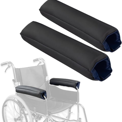 Xusx111 - Almohadillas De Reposabrazos Para Silla De Ruedas (2 Piezas) - Cubiertas De Brazos Fáciles De Limpiar Para Silla De Escritorio, Oficina - Antideslizante, Cojín Azul/Negro Reversible Para Des