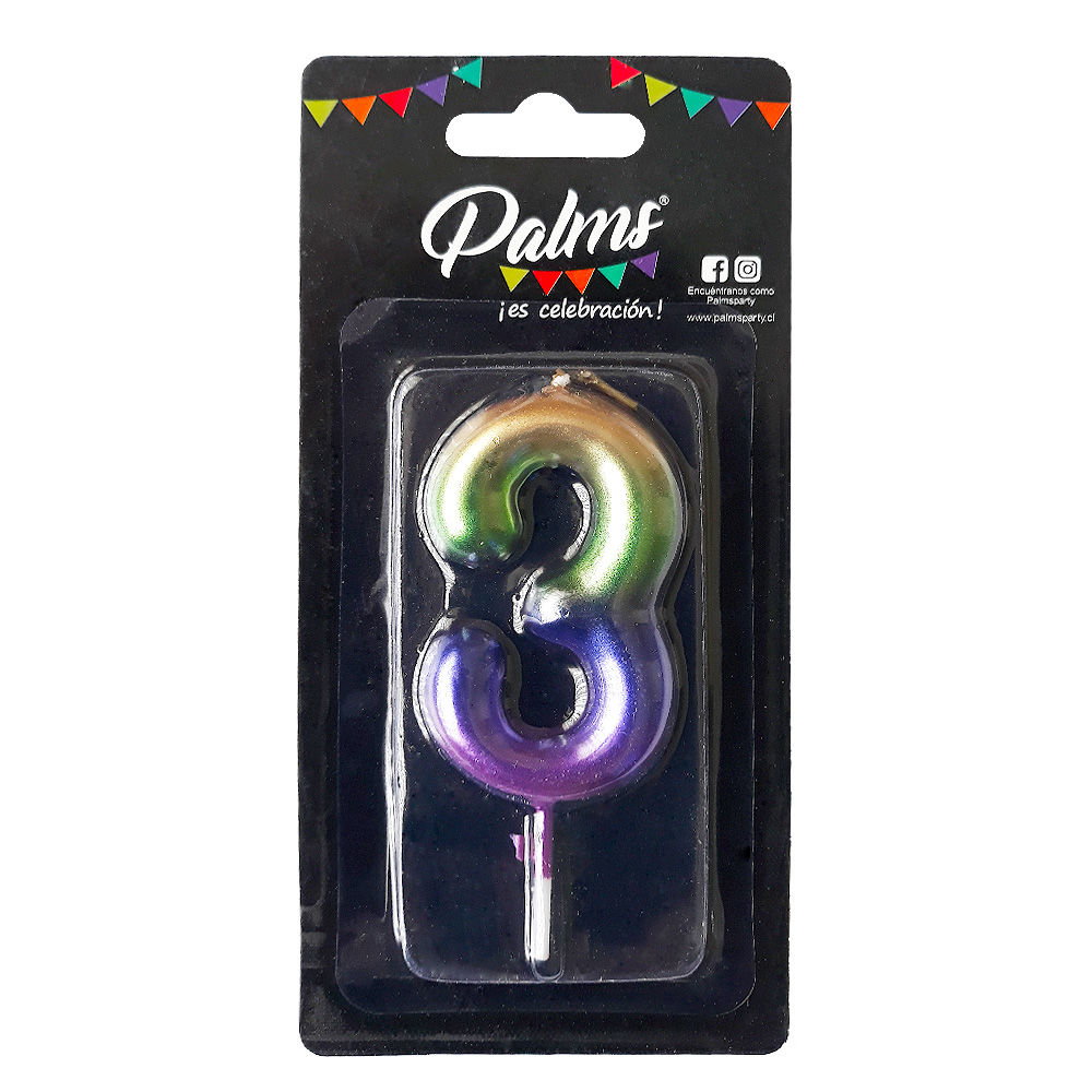 Vela Arcoiris Num 3 1 Un Palms