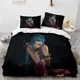 thumbnail image 1 of League of Legends Jinx Bedding Set Bed Set Adult Kid Bedroom Duvetcover Sets Game Anime Bed Sheets, 1 of 5