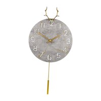 Magideal - Reloj De Moderno Estatua De Cabeza De Ciervo 12 ""Decoración Reloj De Pared De Madera Silencioso Con Para El Dormitorio Sala De Estar Esc Gris