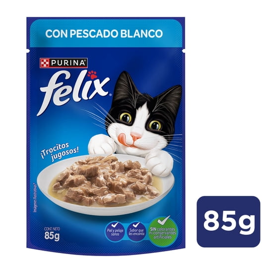 Alimento Húmedo Gato Adulto Sabor Pescado Blanco Pouch 85 g Felix