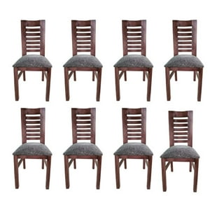 Koliat - Pack 8 Sillas Oporto Nogal Tapiz Gris