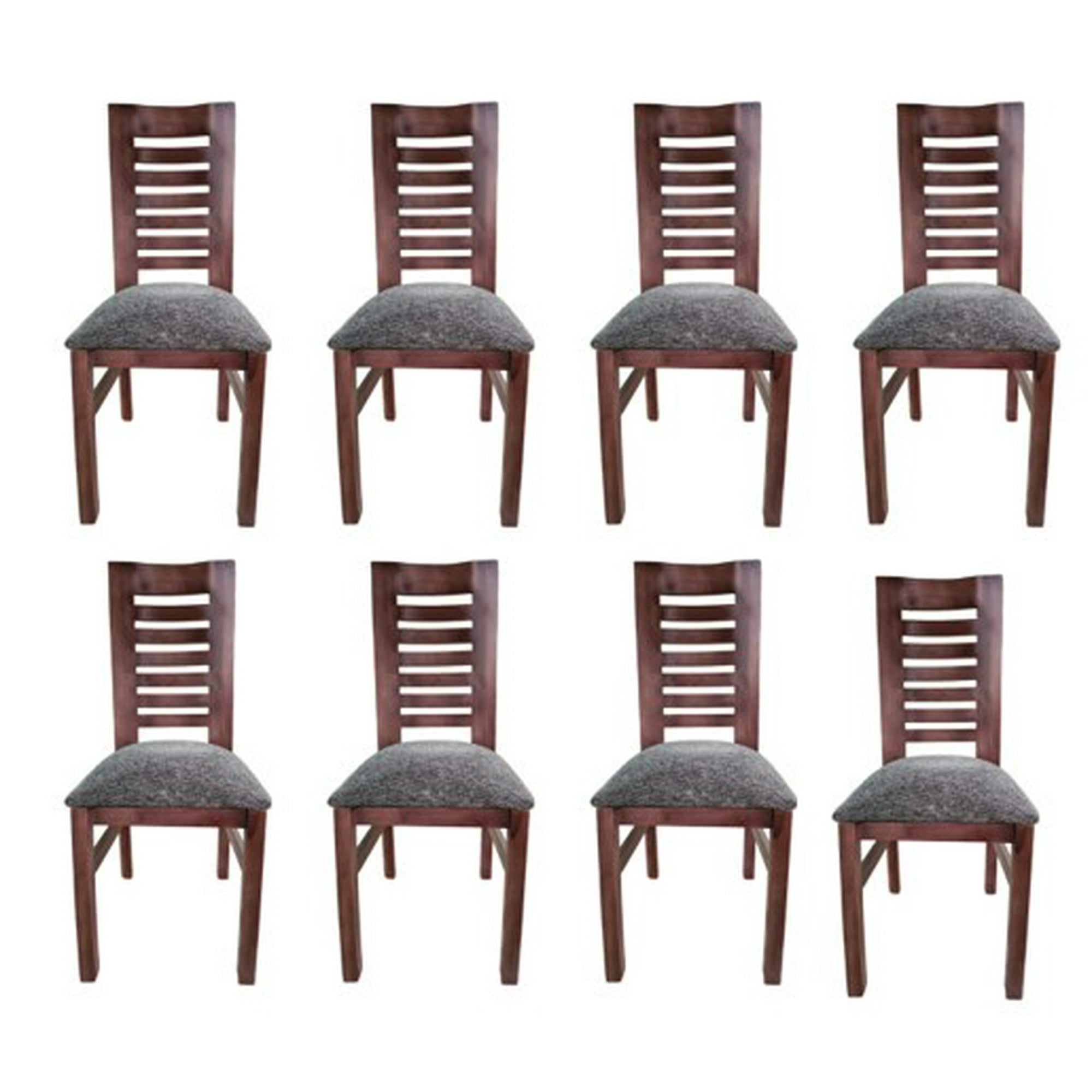Koliat - Pack 8 Sillas Oporto Nogal Tapiz Gris