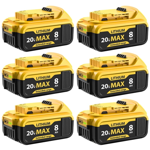 Batería de repuesto de 6 unidades de 8000 mAh para Dewalt de 20 V como máximo