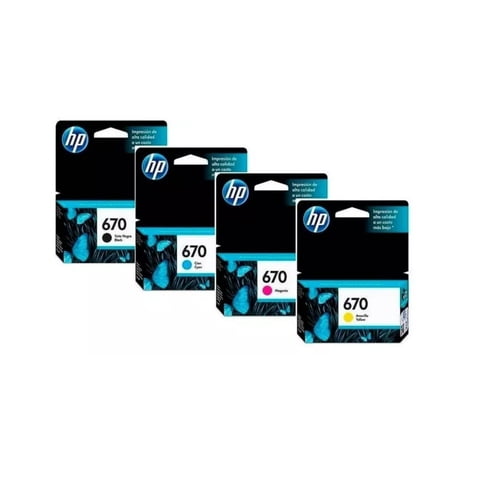 Pack Cartuchos Hp 670 Original N/M/C/Y