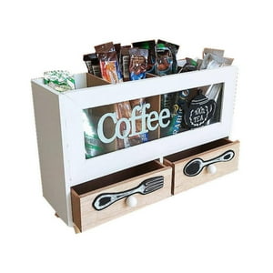 Fliperex - Caja De Te 4 Divisiones Con Cajones Estacion De Café Oficina Cafe