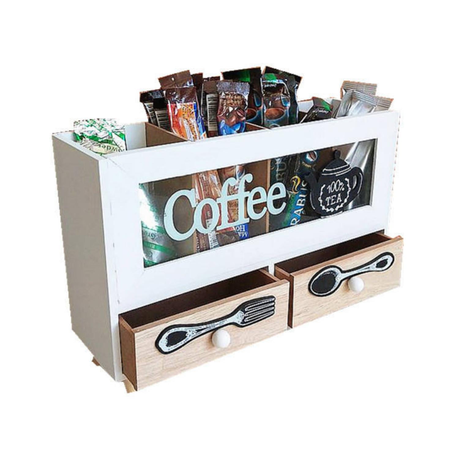 Fliperex - Caja De Te 4 Divisiones Con Cajones Estacion De Café Oficina Cafe