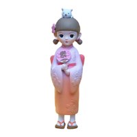 Bothyi - Muñeca Japonesa De Geisha Con Kimono, Estatua De Resina, Juguete Para Regalo, Estatuilla Kabuki Asiática Para El Hogar Con Ventilador Redondo