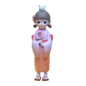Bothyi - Muñeca Japonesa De Geisha Con Kimono, Estatua De Resina, Juguete Para Regalo, Estatuilla Kabuki Asiática Para El Hogar Con Ventilador Redondo