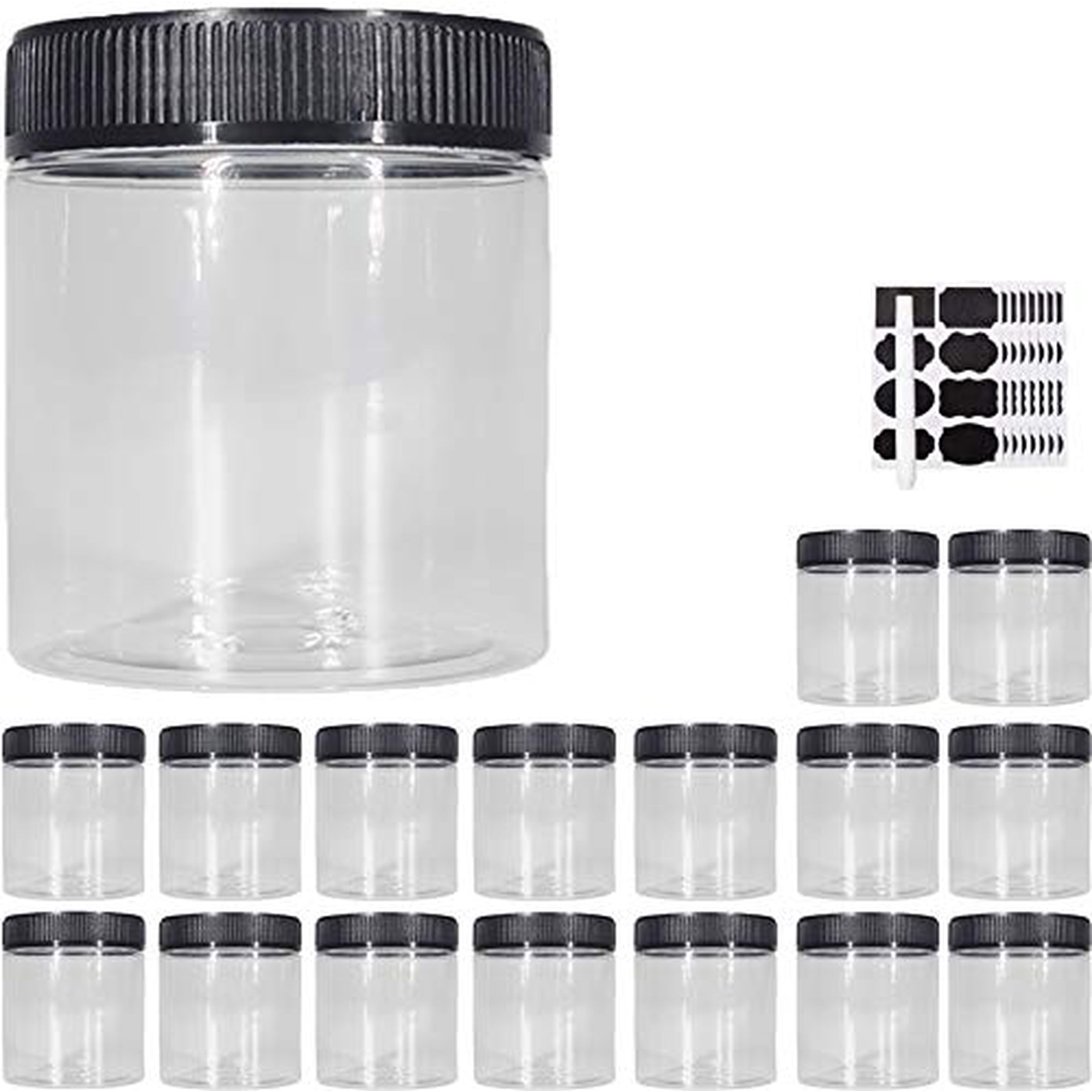 Frascos De Plástico Janisfirst, Paquete De 16, 480 Ml, Con Tapas Herméticas Transparentes