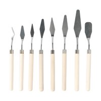 Bothyi - Juego De Cuchillos De Pintura De 8 Piezas Con Bordes Lisos Y Cuchillo De Paleta Con Mango De Madera