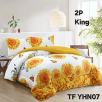 Aladdins Shop - Cobertor De Invierno De Plush Y Chiporro 2 Plazas Blanco Girasoles