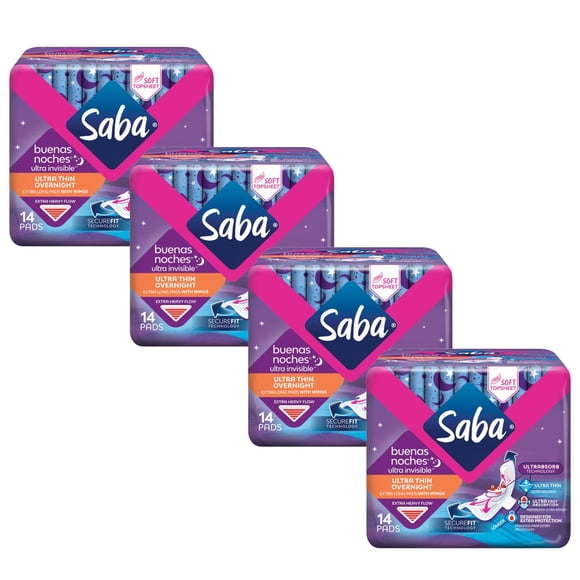 Compresas nocturnas Saba Ultra Night Pads - 56 unidades