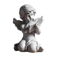 Magideal - Escultura De Resina Ala Querubín Estatuillas Obra De Arte Escritorio Bebé Ángel Estatua Lectura Querubines Para Sala De Estar Estantería Decoraciones