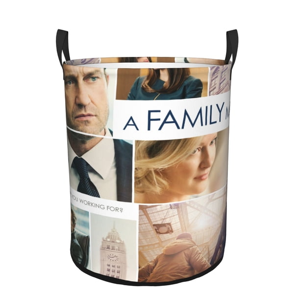 El Hombre de Familia Cesta de lavandería de gran capacidad redonda con asa, bolsa para ropa sucia plegable, almacenamiento para dormitorio, baño y lavadero 44x35 cm
