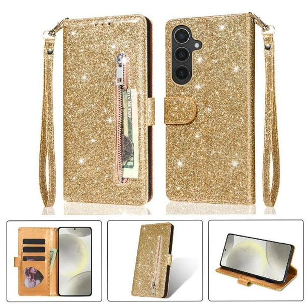Funda para FOXDOCK Elegante funda Samsung Galaxy A26 Glitter con cremallera-Ideal para el uso diario