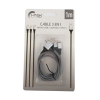 Homewell - Cable Usb 3 En 1 (Micro Usb/Lightning/Tipo C) 1M