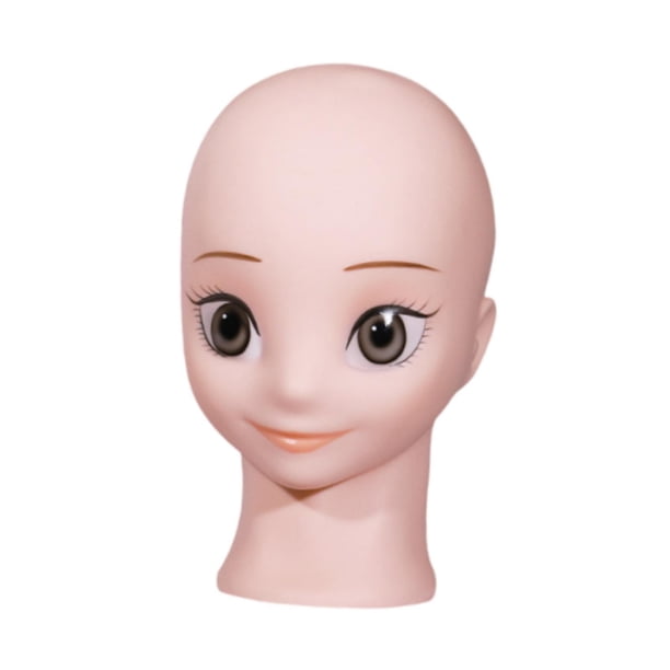 Cabeza de maniquí calva, cabeza de exhibición de peluca, ligera, modelo de cabeza de muñeca de cosplay de anime, cabeza de muñeca de maquillaje facial