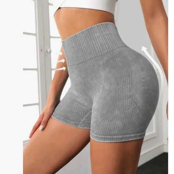Calza Short Deportivo Mujer Push Up Frunce Tiro Alto Gym 005
