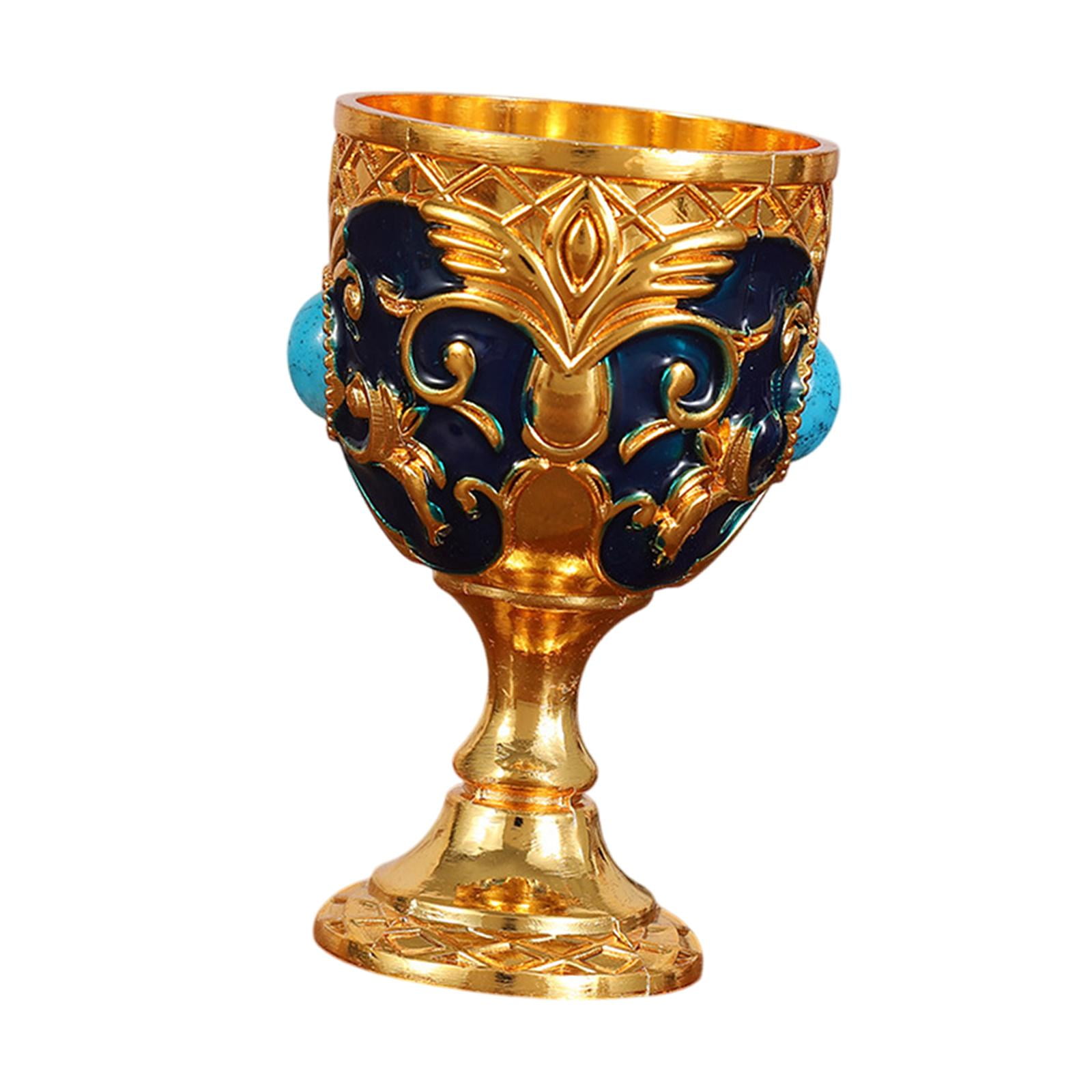 Magideal - Vintage Vintage Medieval Scoplet, Suministros De Fiesta Hechos A Mano De Boda Vintage, Regalos Multipropósito Decoración De Vinos De Metal, Copa De Azul Dorado