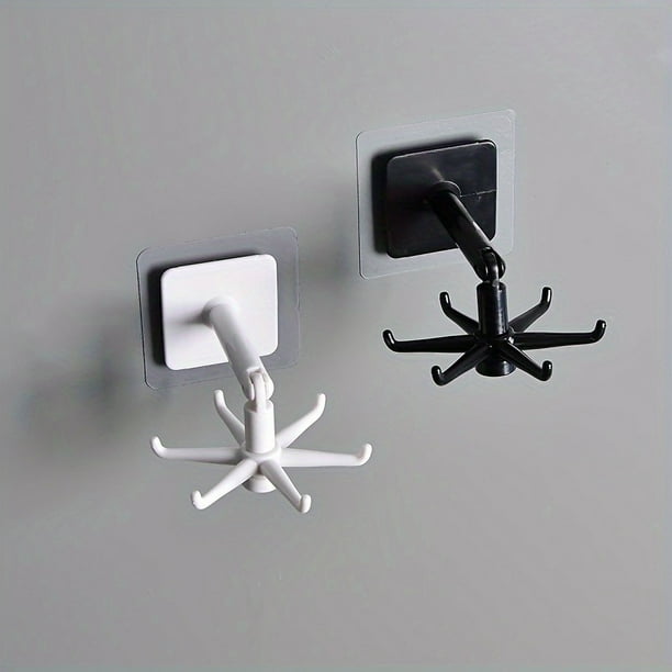 2pcs Rotary Hooks, Wall-Mounted 360 Degree Traceless Hanging Hooks, Home Punch-Free Adhesive Hooks For Kitchen And Bathroom
