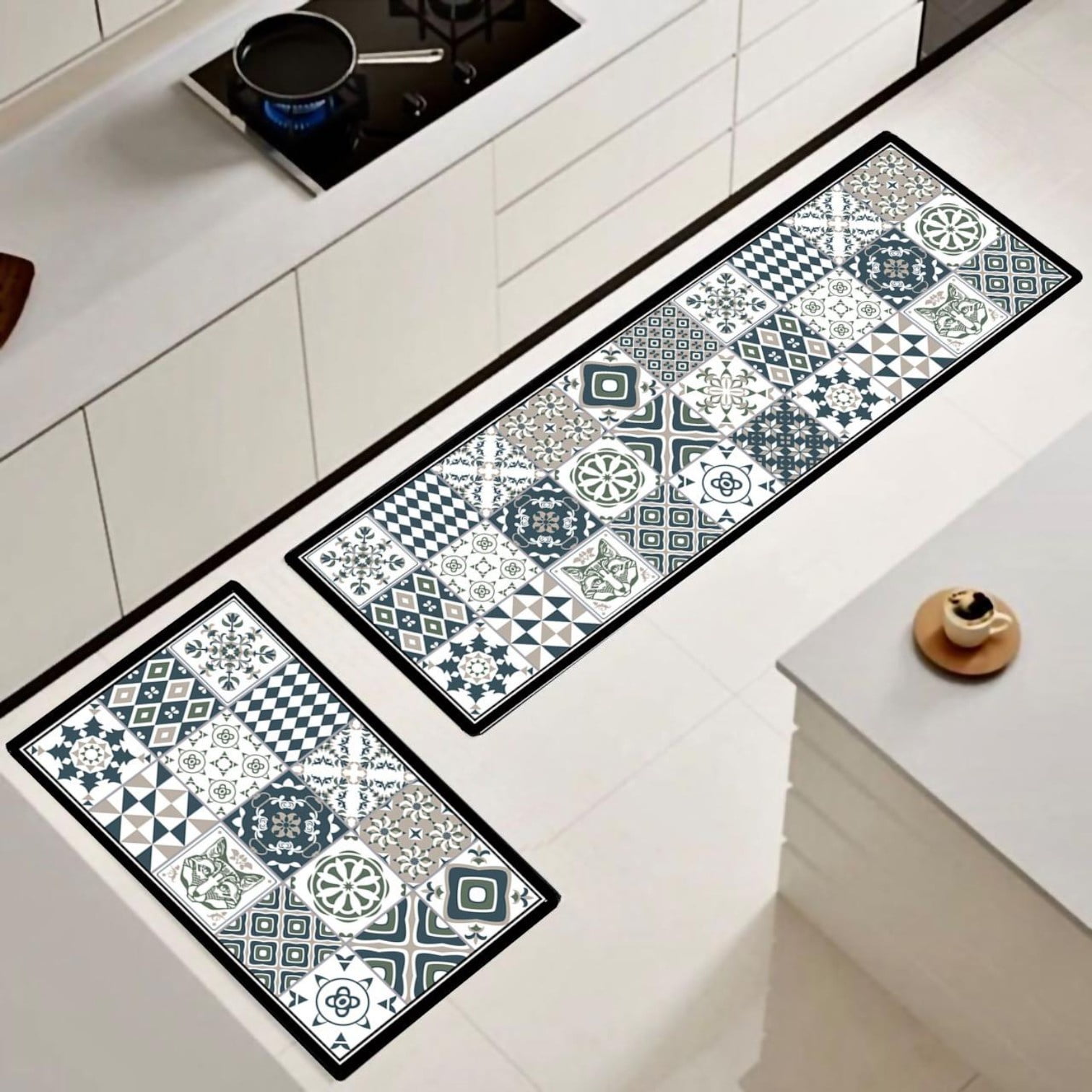 Wyj Hogar - Set De 02 Alfombra De Cocina Impermeable De Cuero Nappa Md08