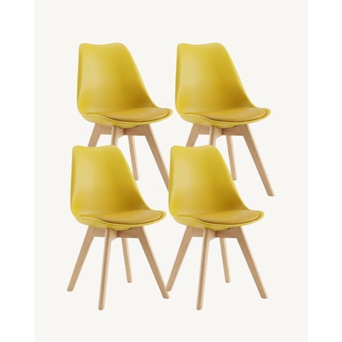 Habita2 Chile - Silla Tulip Ecocuero Amarillo X4