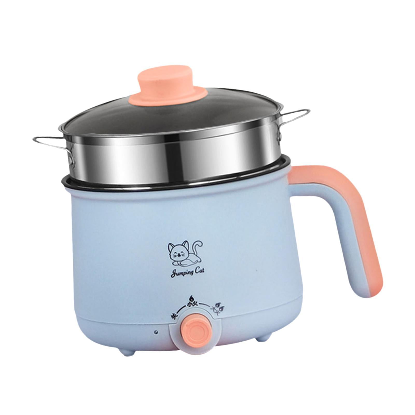 Magideal - Olla Caliente Eléctrica, Olla Eléctrica Portátil De 1,8 L, Antiadherente, Cocina De Fideos Fácil De Limpiar, Cocina De Ramen De 1,8 L Para Dormitorio Olla De Acero Para Cocinar Al Vapor
