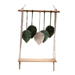 Magideal - Estante Con Tapiz De Hojas, Macramé Para Colgar En La Pared, Decoración De Pared, Macetero Bohemio, Estante De Exhibición Para Cocina, Habitaciones De