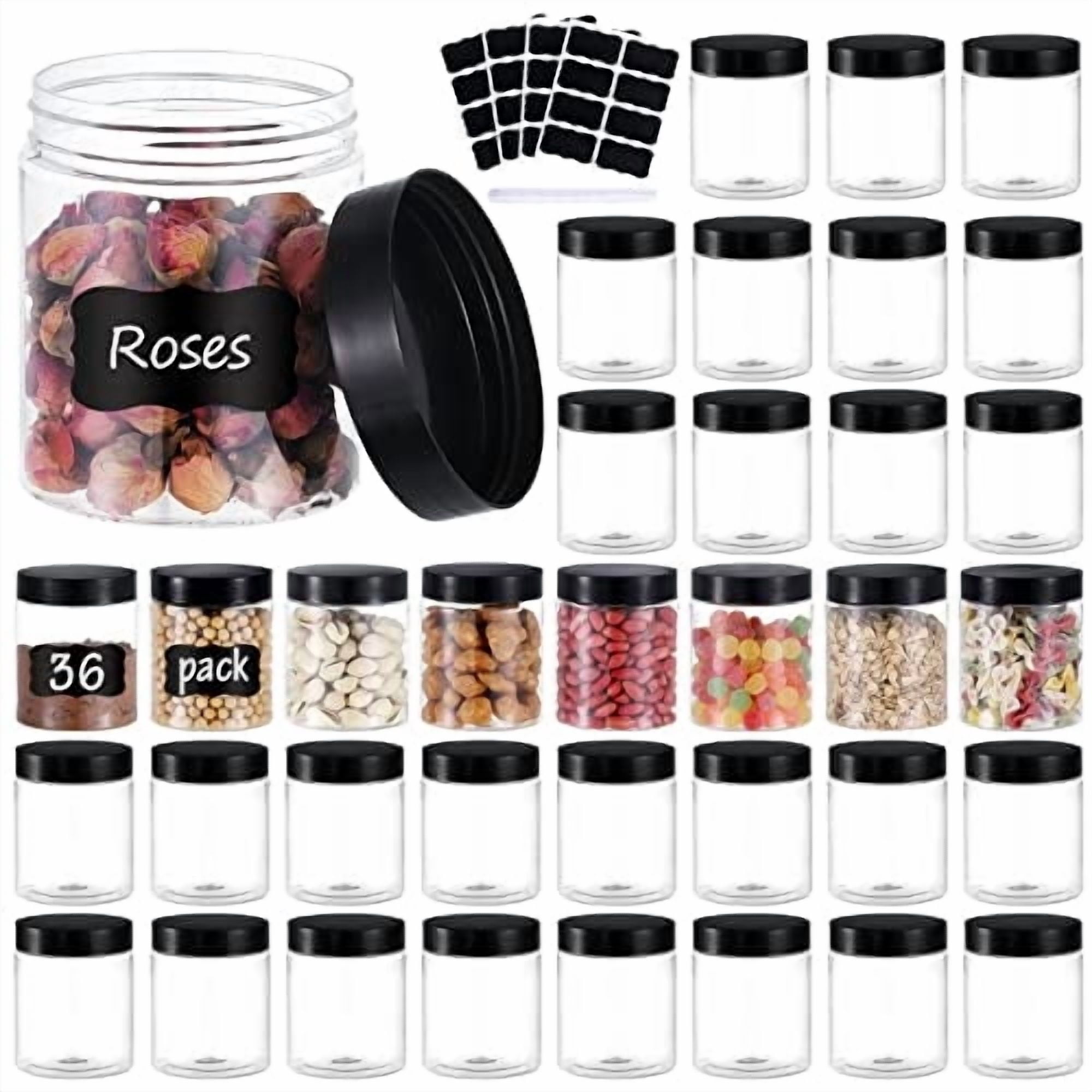 Frascos De Plástico Oushinan De 8 Oz (paquete De 36) Con Tapas De Rosca Y Etiqueta