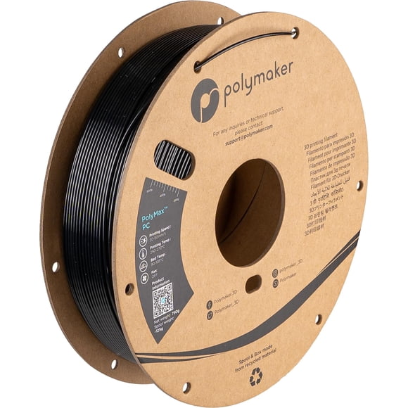 Filamento para impresora 3D POLYMAKER Polymax Tough PC 1.75 mm negro
