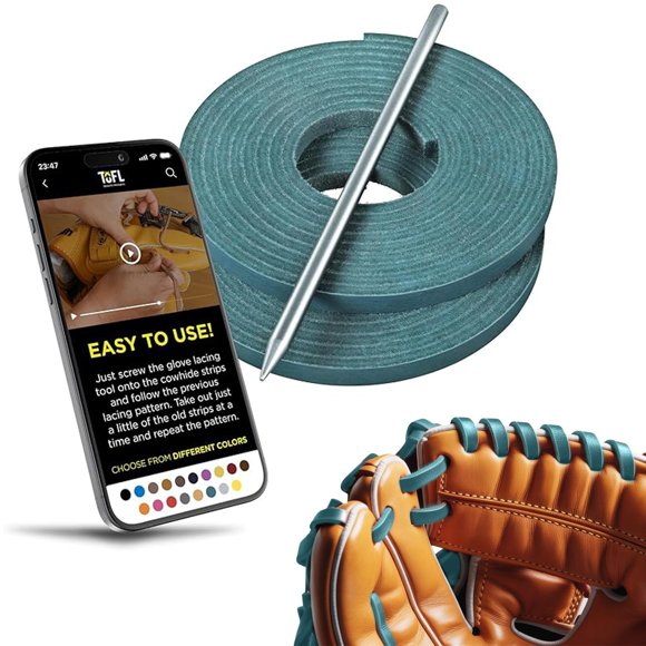 Kit de reparación de cordones para guante de béisbol TOFL 183 cm color turquesa