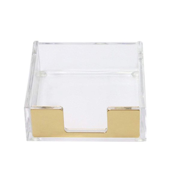 Porta notas adhesivas Buqoo acrílico dorado 10x9x3 cm