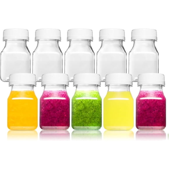 Norcalway 10 botellas plásticas para shots de 2 oz con tapas, jengibre