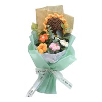 Genérica - Ramo De Flores A Crochet Con Girasol Margaritas Bouquet - Color Verde. Regalos Florales Tejidos A Mano