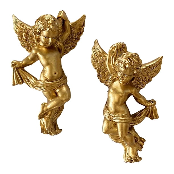 1 par de estatuas de ángel querubín para colgar en la pared, figuras de ángel de 14,5 cm de altura, hermosa decoración de pared para decoración de jar