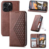Funda Flip Foxdock Para Iphone 15 Pro , Estilo Billetera Con Diseño Rombo, Correa De Mano Y Soporte, Uso Diario