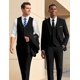 thumbnail image 2 of Traje WULFUL para hombre, ajustado, con un botón, 3 piezas, algodón negro, 2 of 9