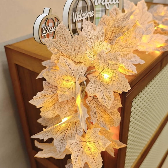 Guirnalda Otoño TURNMEON Pack 2 396 cm 40 LED Hojas de Arce Blanco