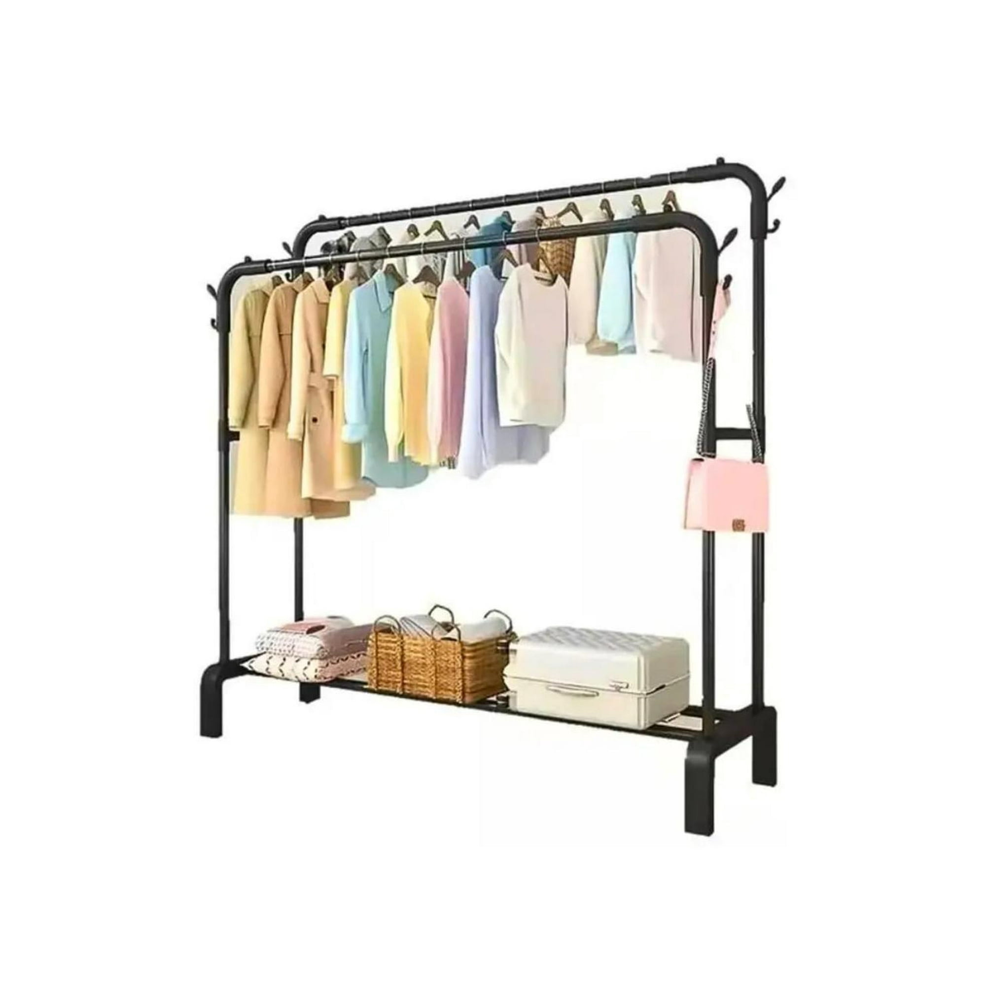 Genérico - Perchero Organizador Multifuncional Metalico Doble Negro