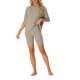 thumbnail image 1 of INSPIRE CHIC Conjunto de chándal de punto acanalado suave para mujer, camiseta de manga corta, pantalones cortos, ropa de estar en casa, ropa de dormir XL Caqui, 1 of 6