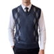 thumbnail image 1 of INSPIRE CHIC Chaleco de Punto Clásico sin Mangas para Hombre con Cuello en V y Diseño de Rombos M Azul Marino Gris, 1 of 6