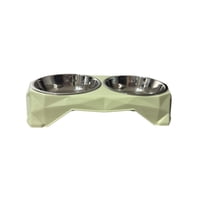 Marben Pets - Plato Para Perro Gato Doble Acero Inoxidable Anti Hormiga Verde