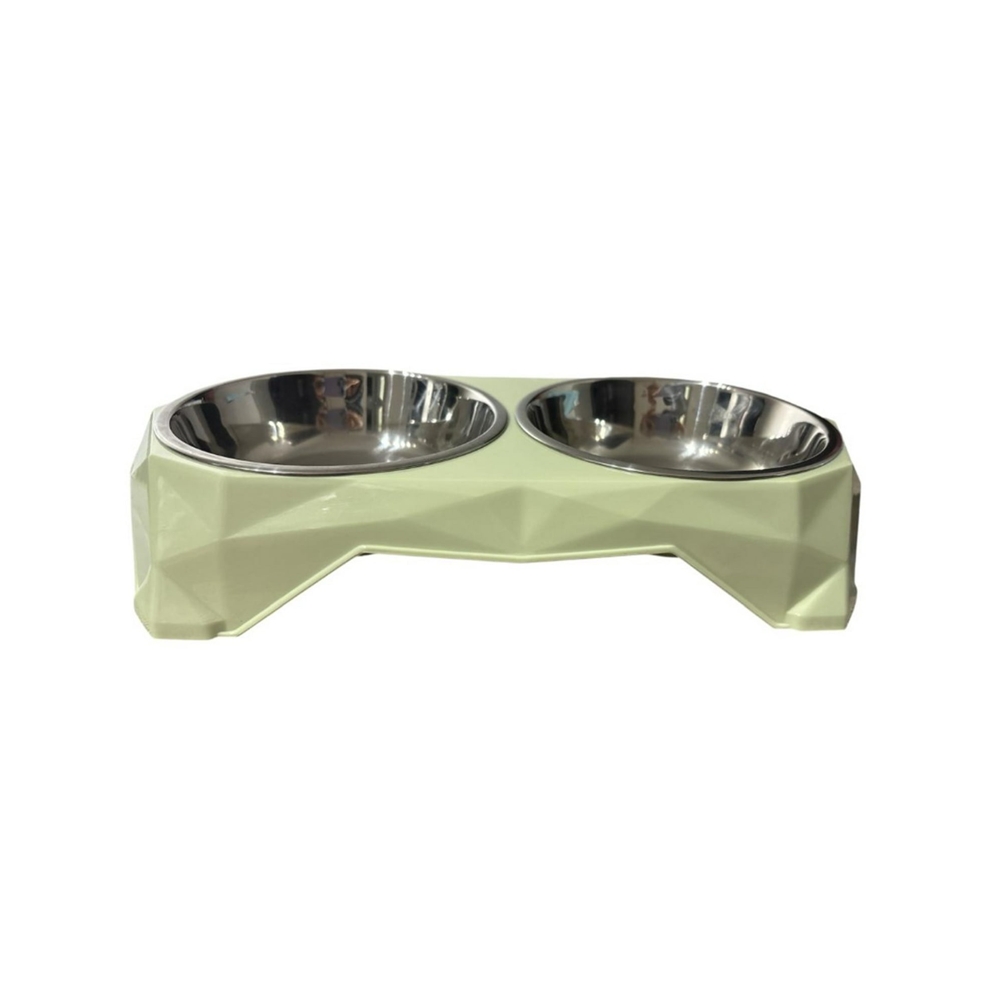 Marben Pets - Plato Para Perro Gato Doble Acero Inoxidable Anti Hormiga Verde