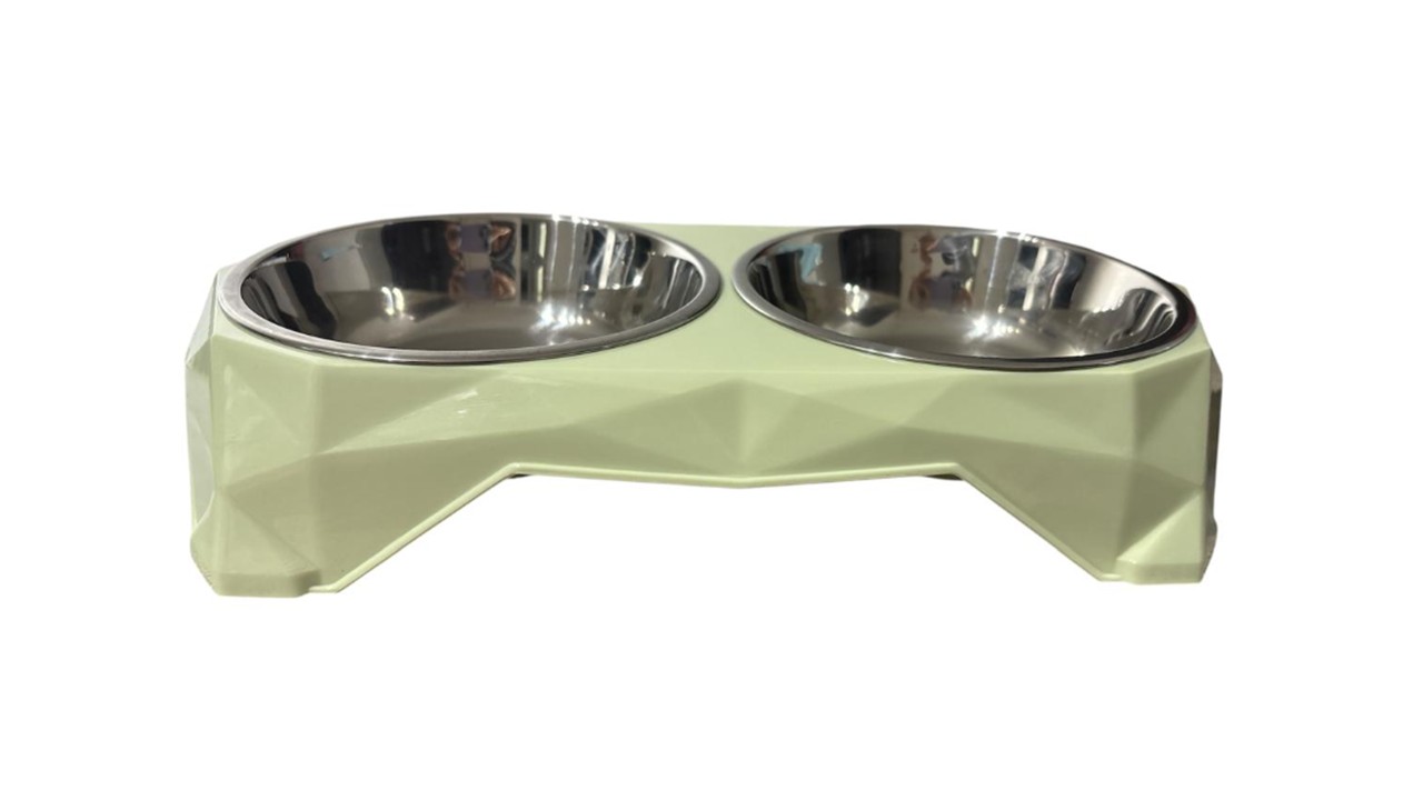 Marben Pets - Plato Para Perro Gato Doble Acero Inoxidable Anti Hormiga Verde