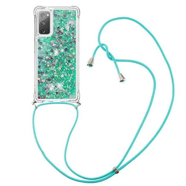 Funda FOXDOCK para Samsung Galaxy S20 FE con Cuerda Ajustable, Brillo Líquido, Protección Antigolpes y Lente – Ideal para Regalo